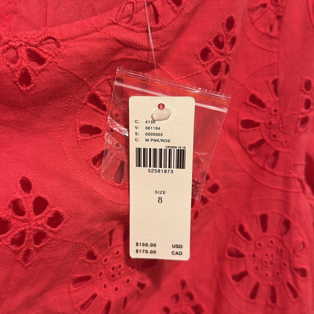 Anthropologie Dani Pink Eyelet Lace Sheath Dress size 8 - Picture 5 of 9